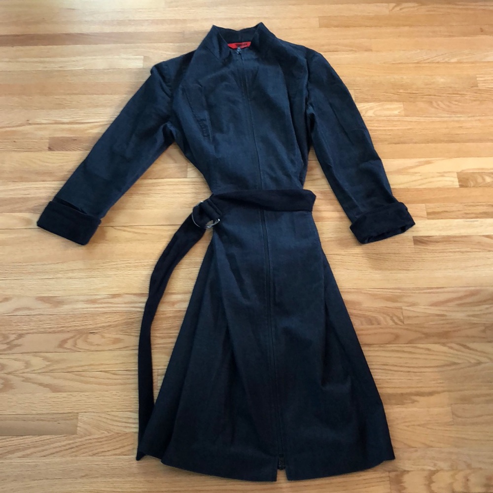 Tension denim dress with soft belt
